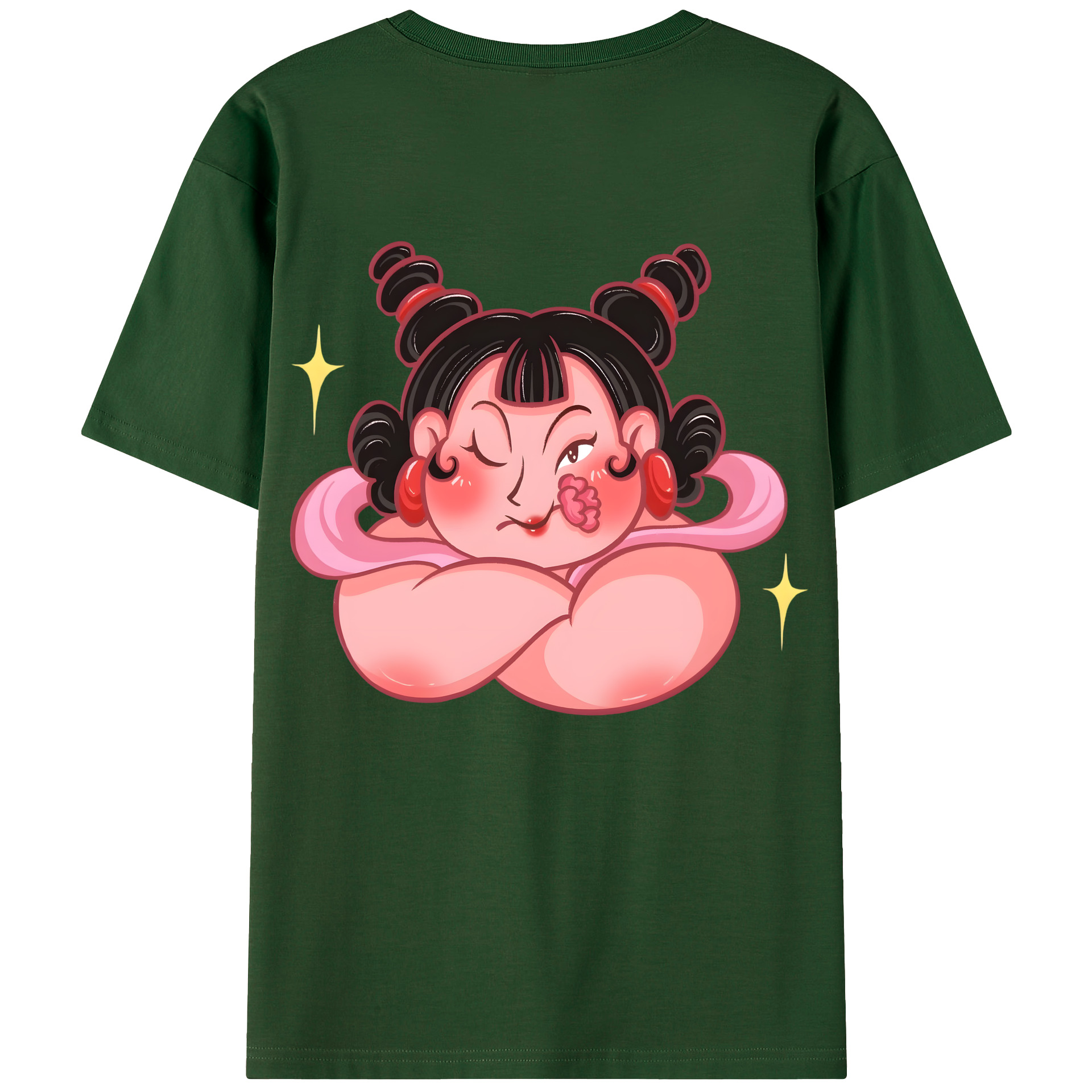 （画像用） Ne Zha 2 ナタ 魔童の大暴れ 綿100％半袖Tシャツ（背面プリント）